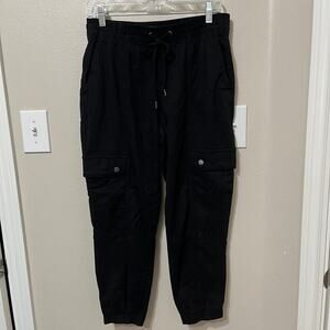 Banana Republic Women’s Cargo Joggers Sz Small Black Elastic Waist And Leg